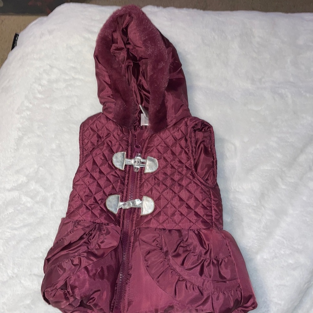 Little lass size 12 months, purple vest with silver